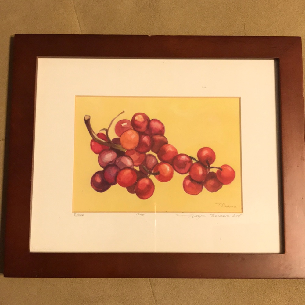 Signed & numbered Tanya Doskova 2005 print Grapes